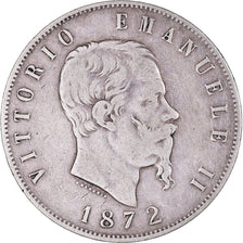 Coin, Italy, Vittorio Emanuele II, 5 Lire, 1872, Milan, VF(30-35), Silver