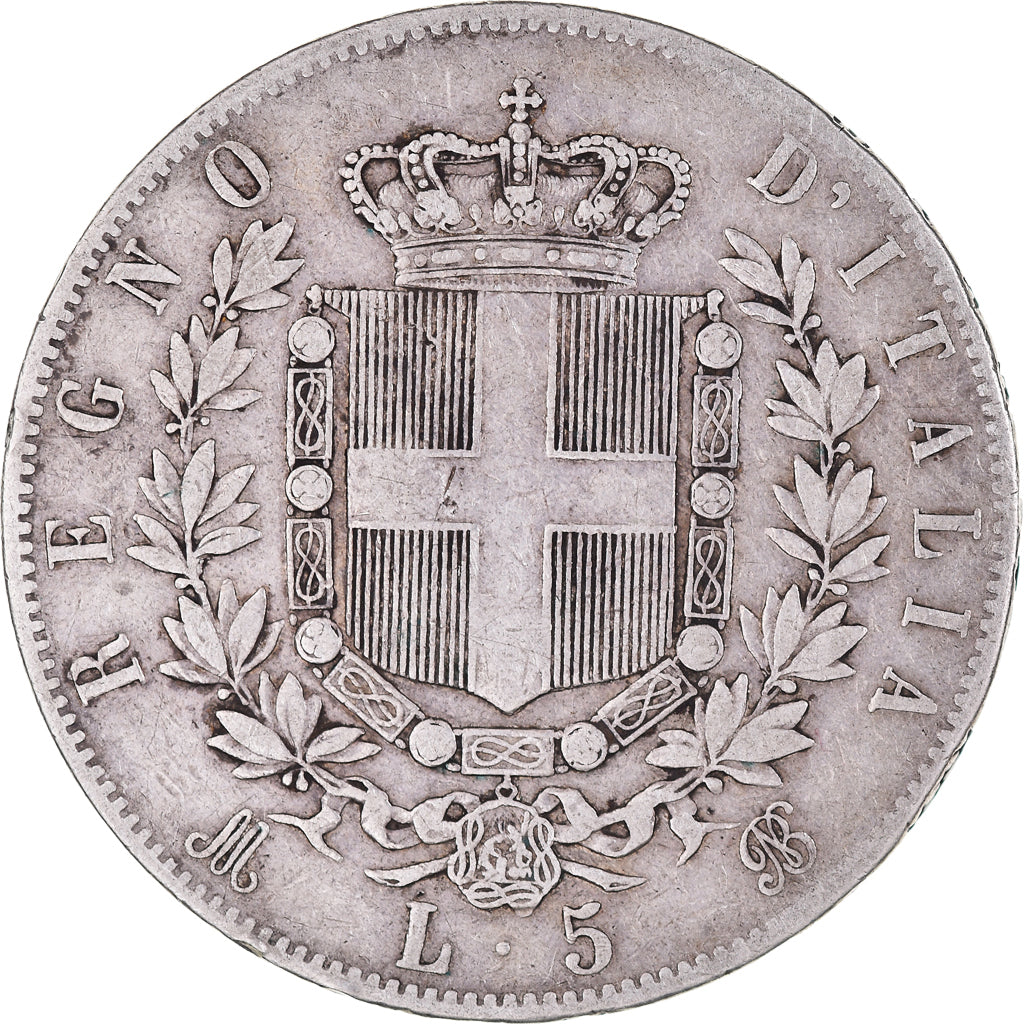 Coin, Italy, Vittorio Emanuele II, 5 Lire, 1872, Milan, VF(30-35), Silver