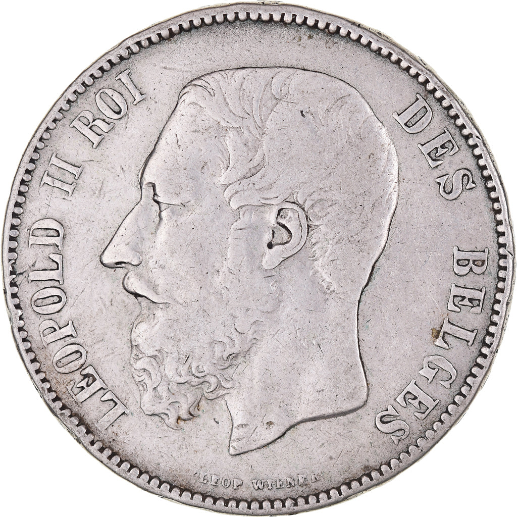 Coin, Belgium, Leopold II, 5 Francs, 5 Frank, 1873, EF(40-45), Silver, KM:24
