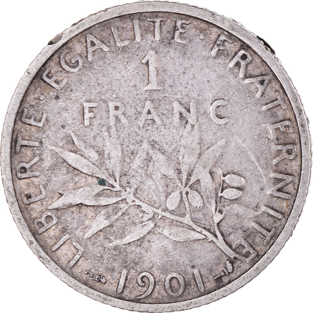 Moneta, Francia, Semeuse, Franc, 1901, Paris, MB+, Argento, KM:844.1