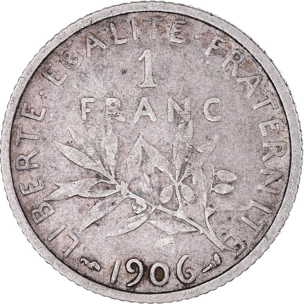 Moeda, França, Semeuse, Franc, 1906, Paris, VF(30-35), Prata, KM:844.1