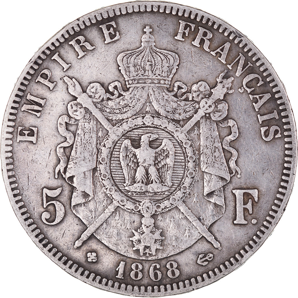 Coin, France, Napoléon III, 5 Francs, 1868, Strasbourg, EF(40-45), Silver
