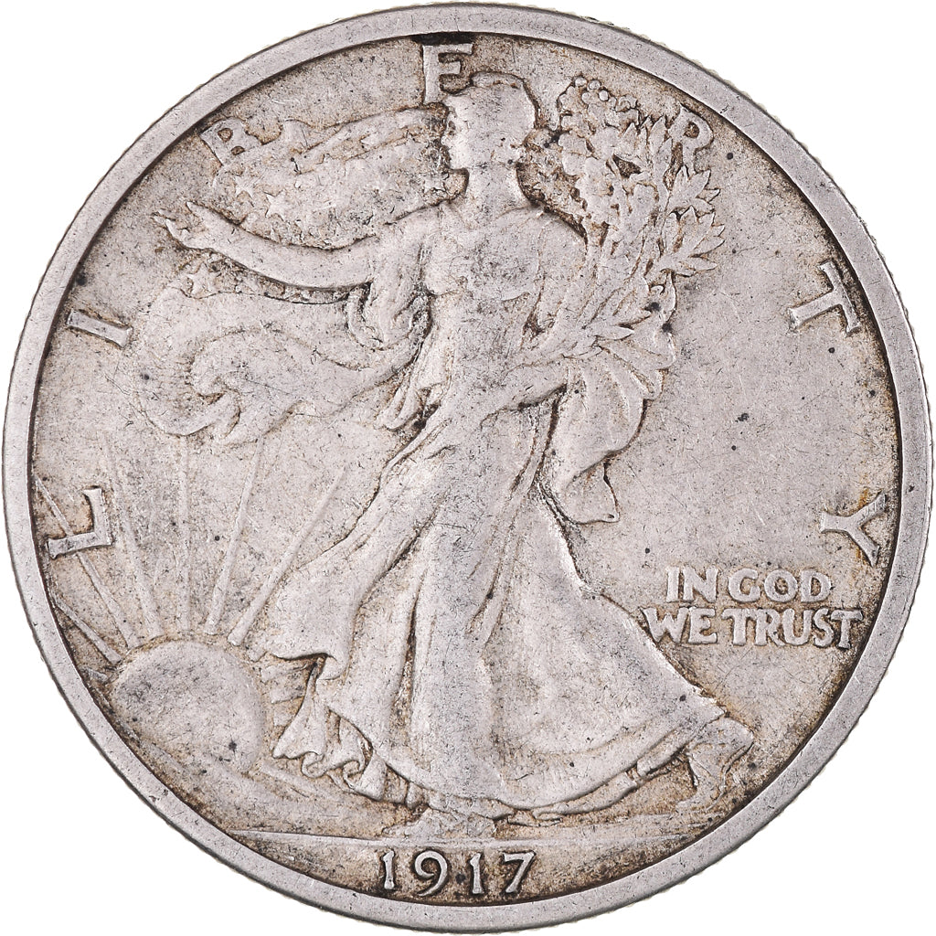 Coin, United States, Liberty Walking, Half Dollar, 1917, Philadelphia