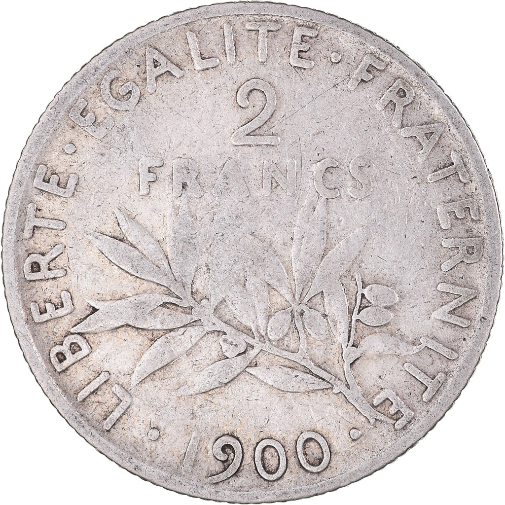 Moneta, Francia, Semeuse, 2 Francs, 1900, Paris, MB+, Argento, KM:845.1