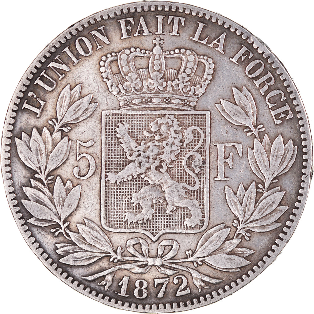 Moneta, Belgio, Leopold II, 5 Francs, 5 Frank, 1872, BB+, Argento, KM:24