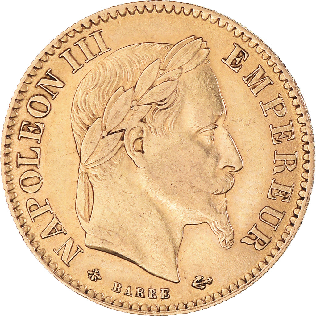 Munten, Frankrijk, Napoleon III, 10 Francs, 1865, Paris, ZF+, Goud, KM:800.1