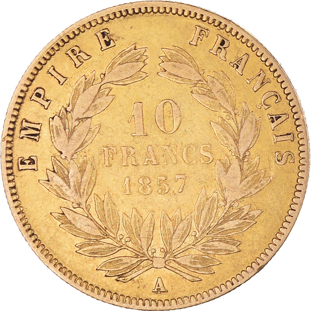 Moneta, Francja, Napoleon III, 10 Francs, 1857, Paris, VF(30-35), Złoto