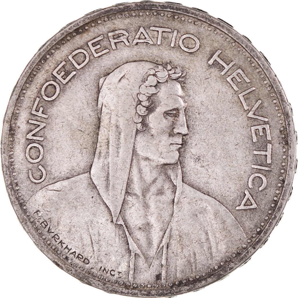 Coin, Switzerland, 5 Francs, 1933, Bern, VF(30-35), Silver, KM:40
