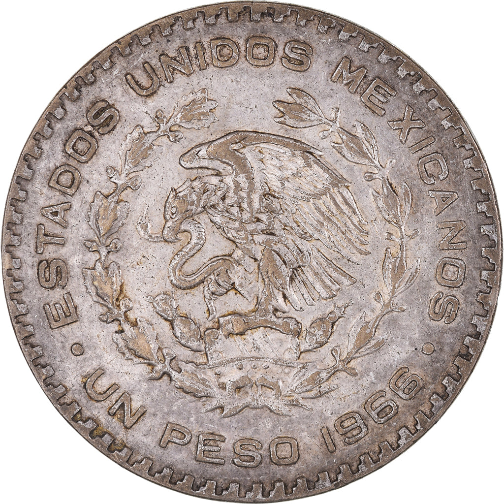 Coin, Mexico, Peso, 1966, Mexico City, EF(40-45), Silver, KM:459