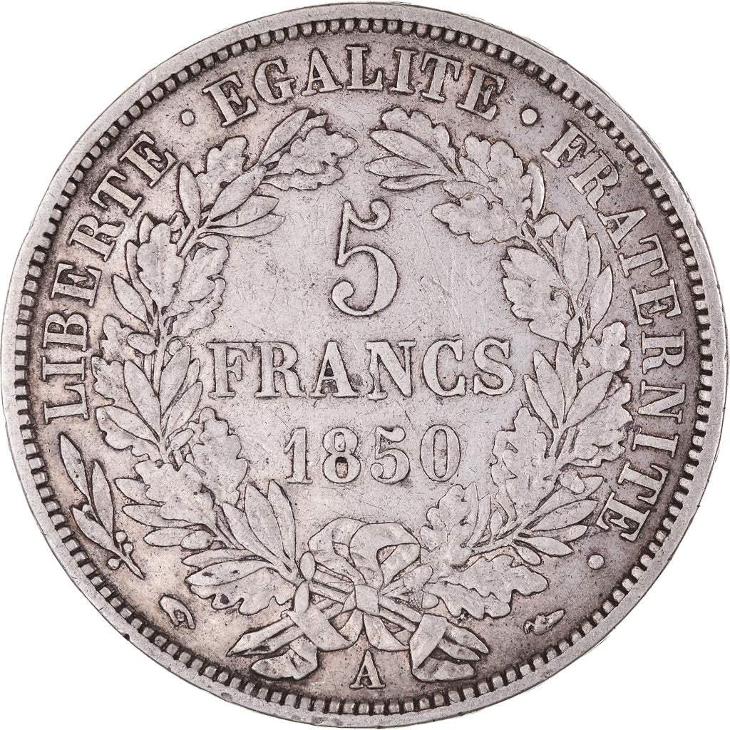 Moneta, Francia, Cérès, 5 Francs, 1850, Paris, BB, Argento, KM:761.1