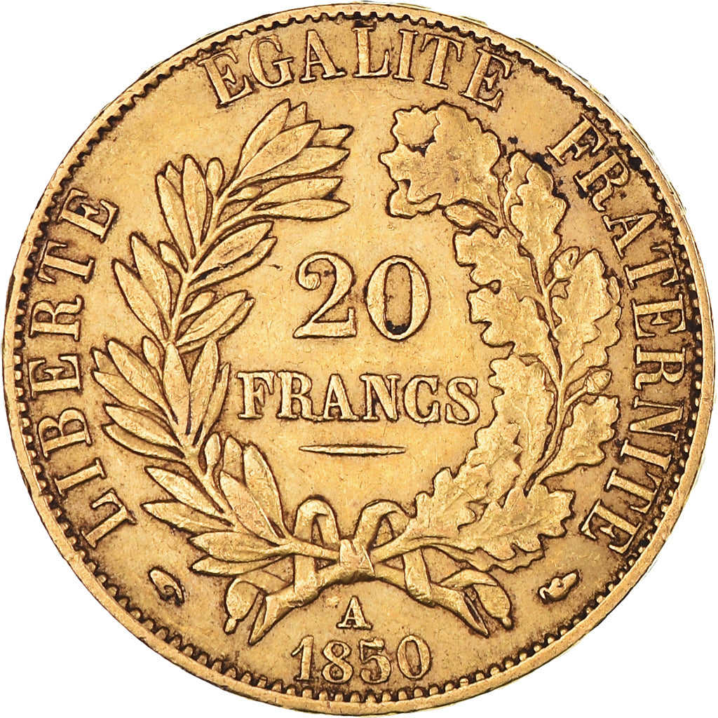 Coin, France, Cérès, 20 Francs, 1850, Paris, EF(40-45), Gold, KM:762