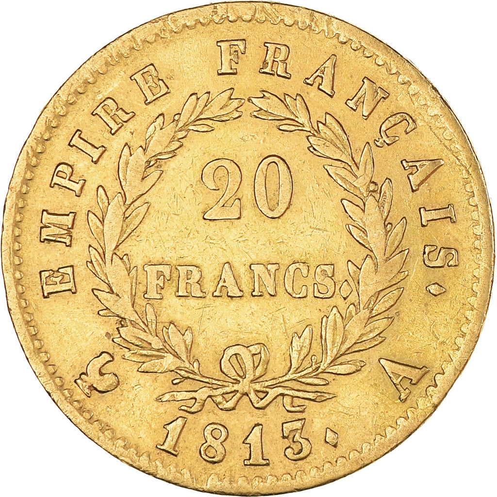 Moneta, Francia, Napoléon I, 20 Francs, 1813, Paris, MB+, Oro, KM:695.1