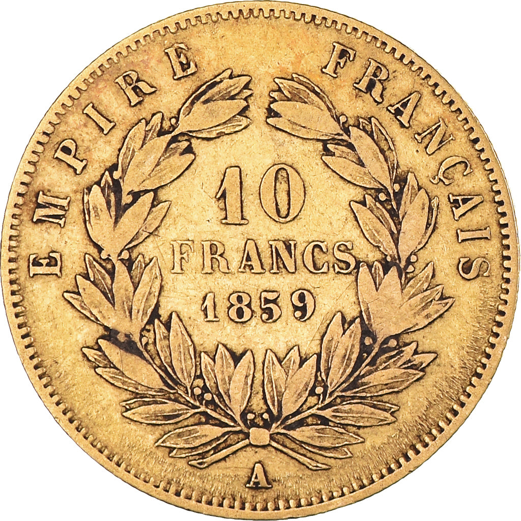 Munten, Frankrijk, Napoleon III, 10 Francs, 1859, Paris, FR+, Goud, KM:784.3