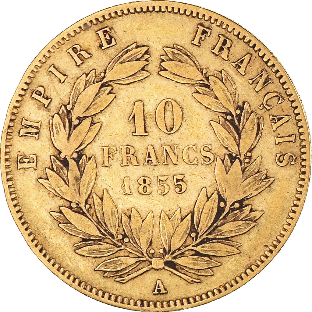 Coin, France, Napoleon III, 10 Francs, 1855, Paris, VF(30-35), Gold, KM:784.3