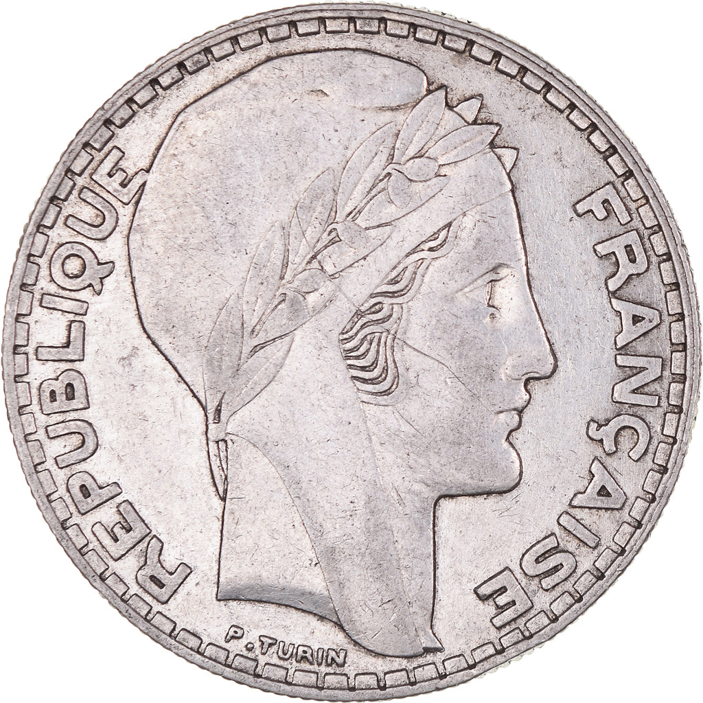 Moneta, Francia, Turin, 20 Francs, 1933, Paris, Rameaux courts, BB+, Argento