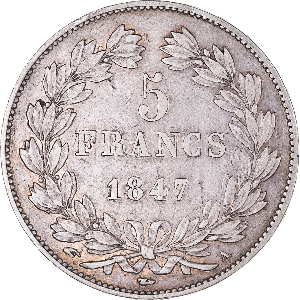 Moneta, Francia, Louis-Philippe, 5 Francs, 1847, Paris, BB+, Argento, KM:749.1