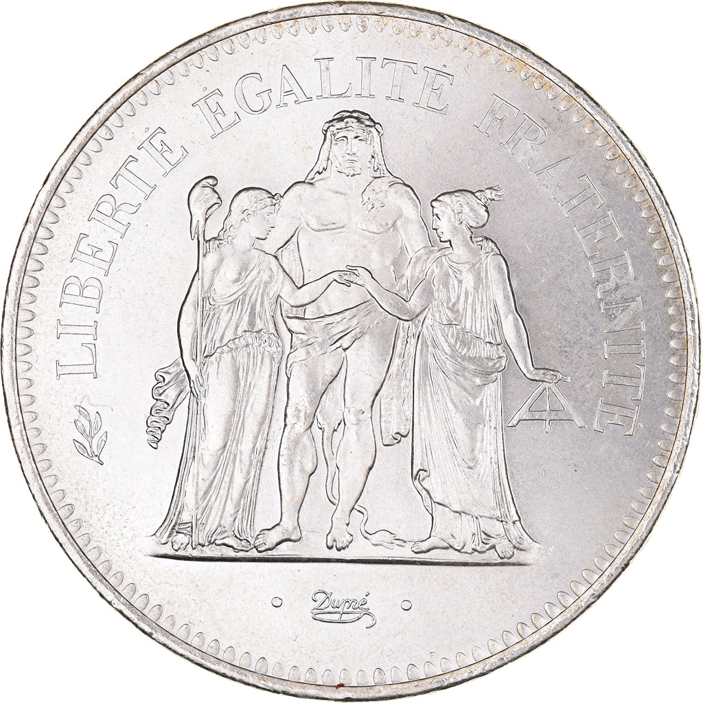 Coin, France, Hercule, 50 Francs, 1976, Paris, MS(60-62), Silver, KM:941.1