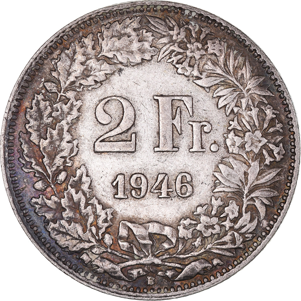 Coin, Switzerland, 2 Francs, 1946, Bern, EF(40-45), Silver, KM:21