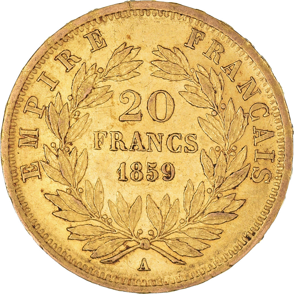 Munten, Frankrijk, Napoleon III, Napoléon III, 20 Francs, 1859, Paris, PR