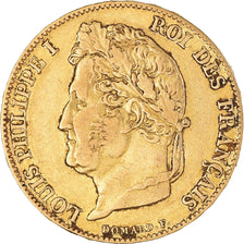 Moeda, França, Louis-Philippe, 20 Francs, 1848, Paris, EF(40-45), Dourado