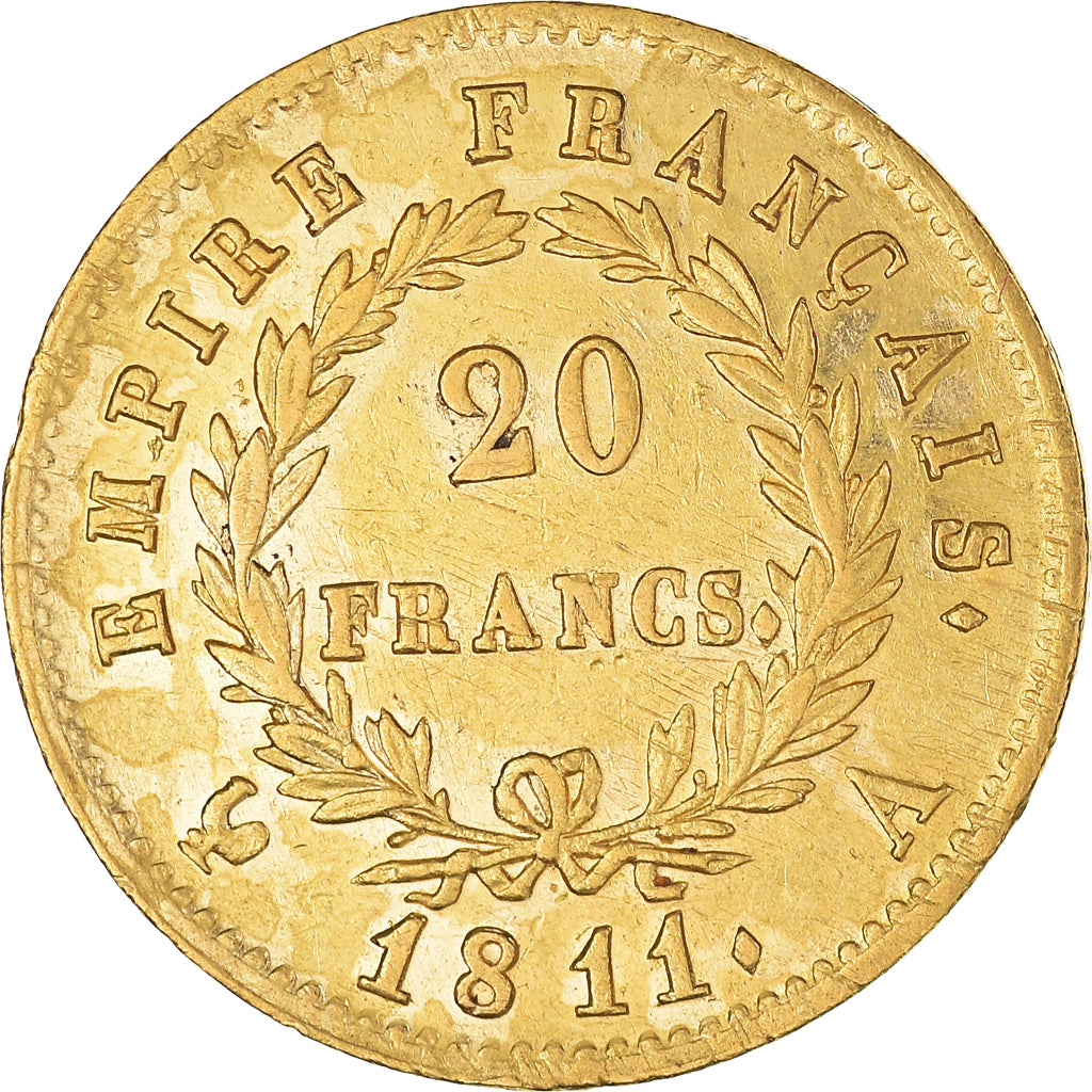 Munten, Frankrijk, Napoléon I, 20 Francs, 1811, Paris, ZF, Goud, KM:695.1