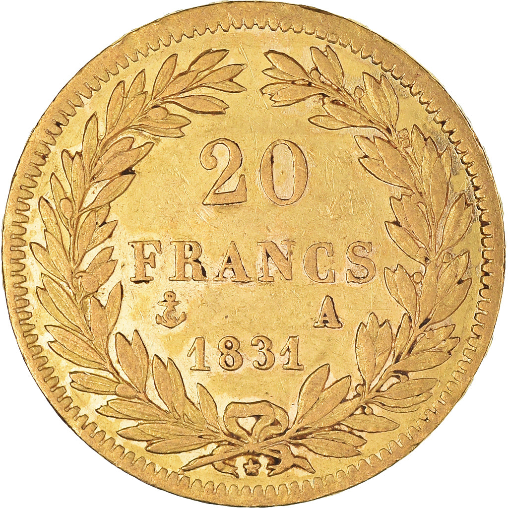 Coin, France, Louis-Philippe, 20 Francs, 1831, Paris, AU(50-53), Gold, KM:746.1
