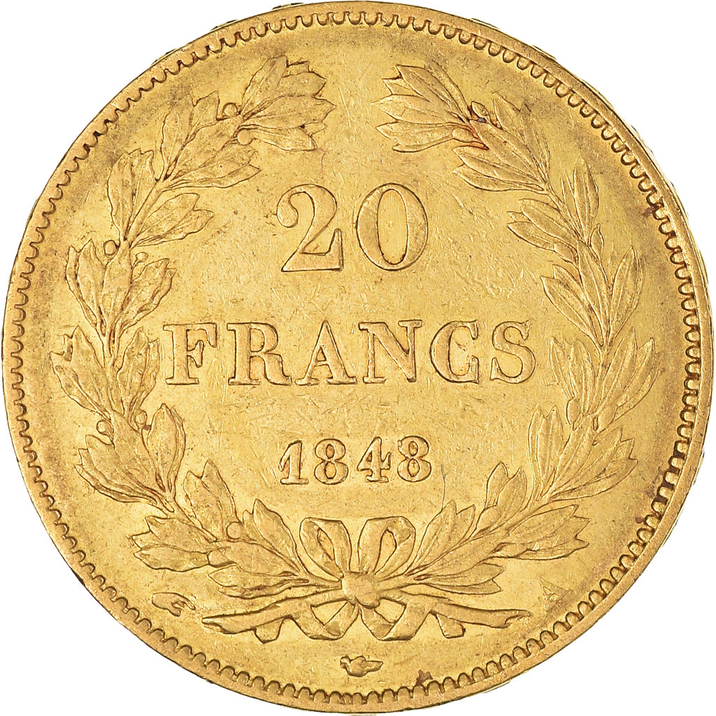 Moeda, França, Louis-Philippe, 20 Francs, 1848, Paris, AU(50-53), Dourado