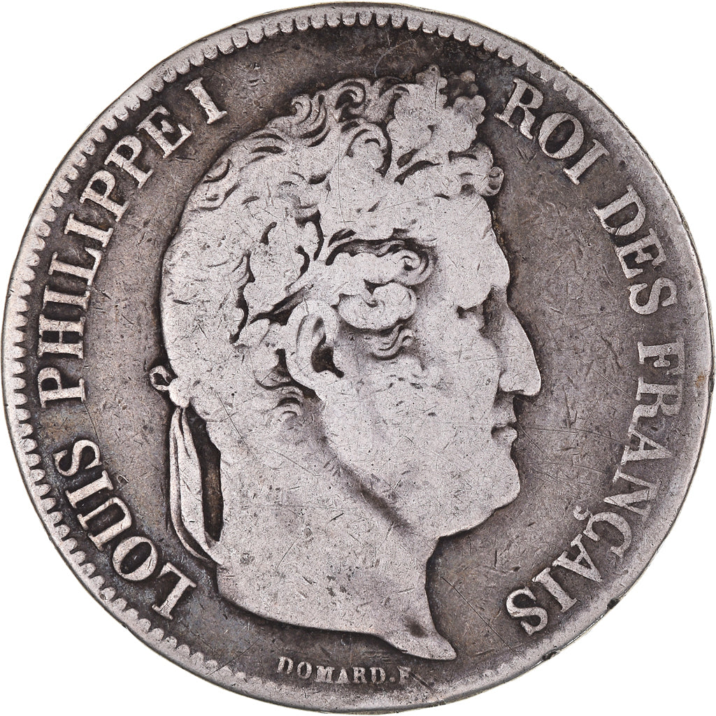 Moeda, França, Louis-Philippe, 5 Francs, 1832, Nantes, VF(30-35), Prata