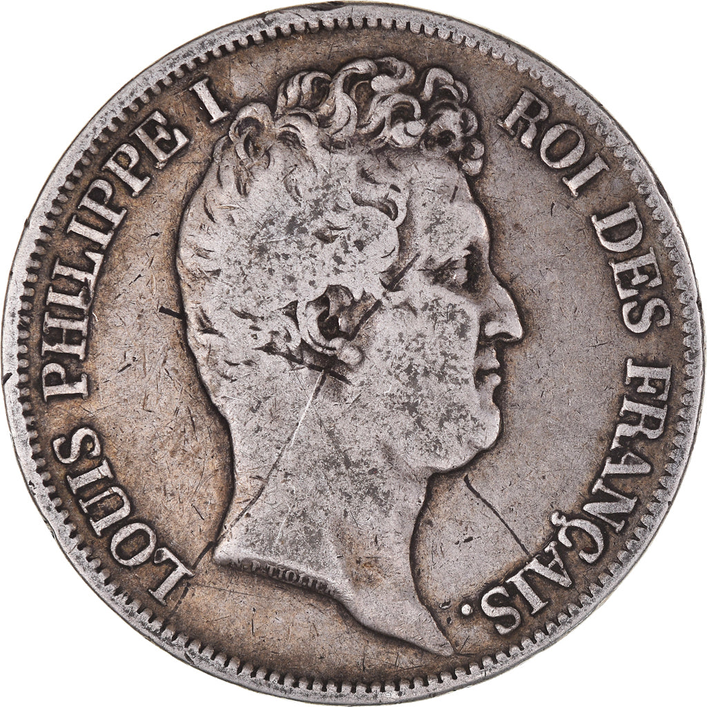 Moeda, França, Louis-Philippe, 5 Francs, 1831, Rouen, VF(30-35), Prata