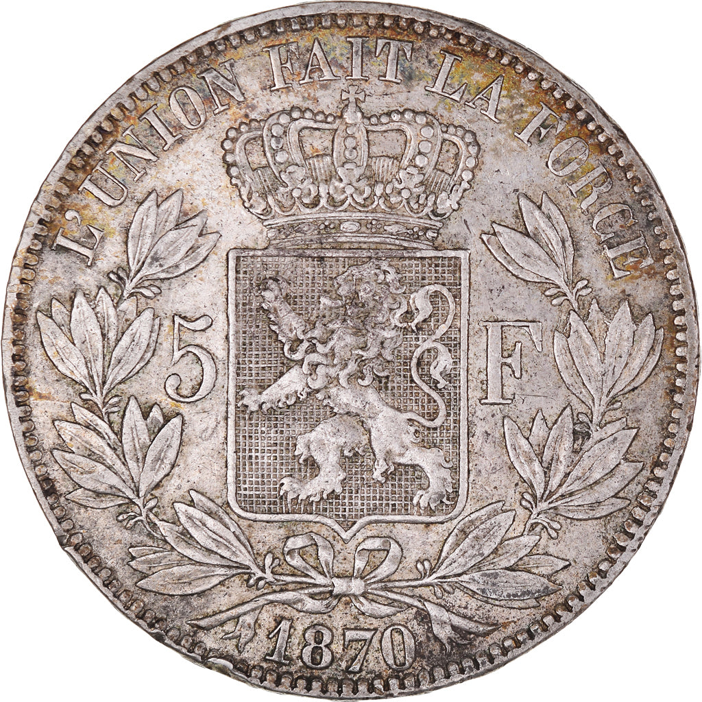 Monnaie, Belgique, Leopold II, 5 Francs, 5 Frank, 1870, Bruxelles, TTB+, Argent