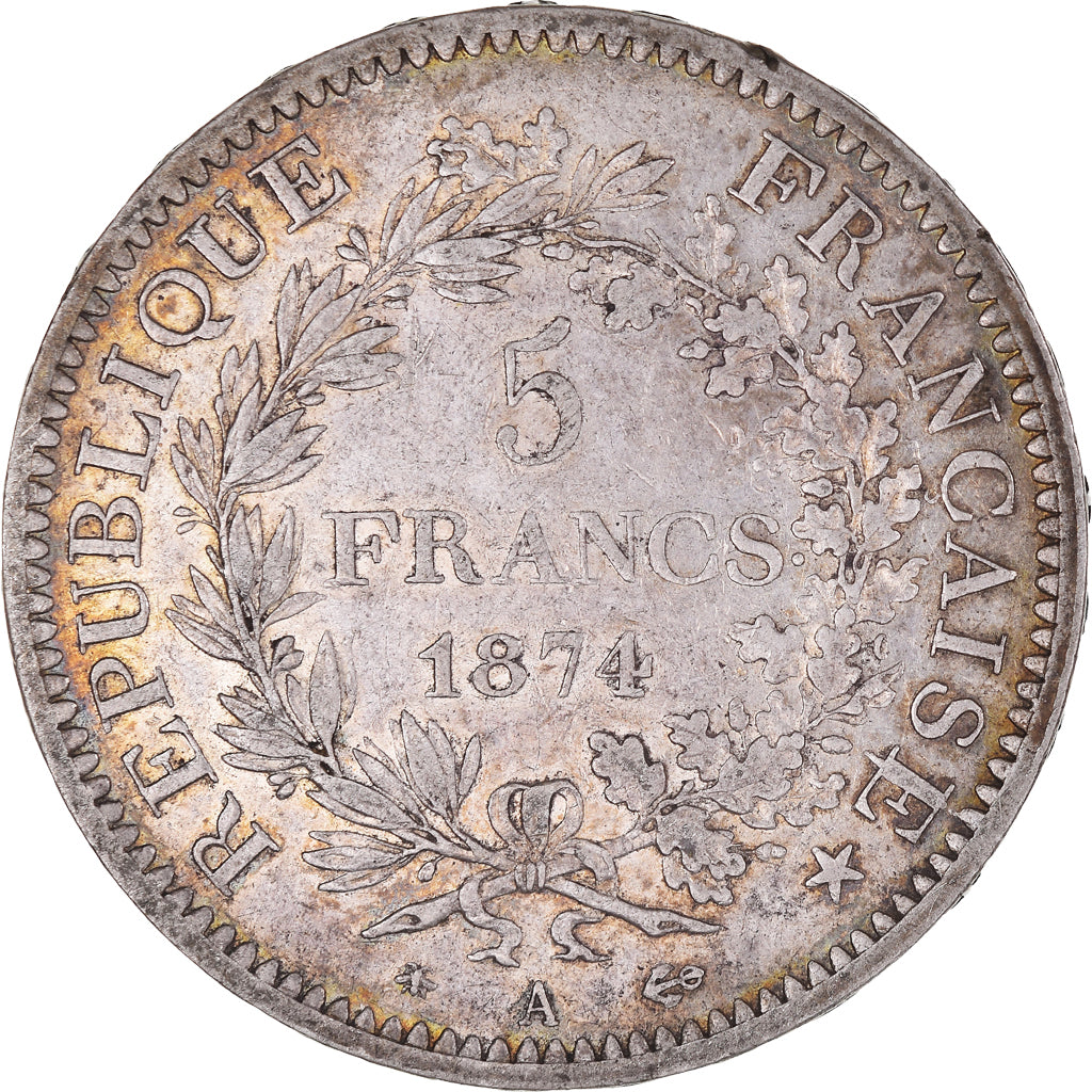 Coin, France, Hercule, 5 Francs, 1874, Paris, AU(50-53), Silver, KM:820.1