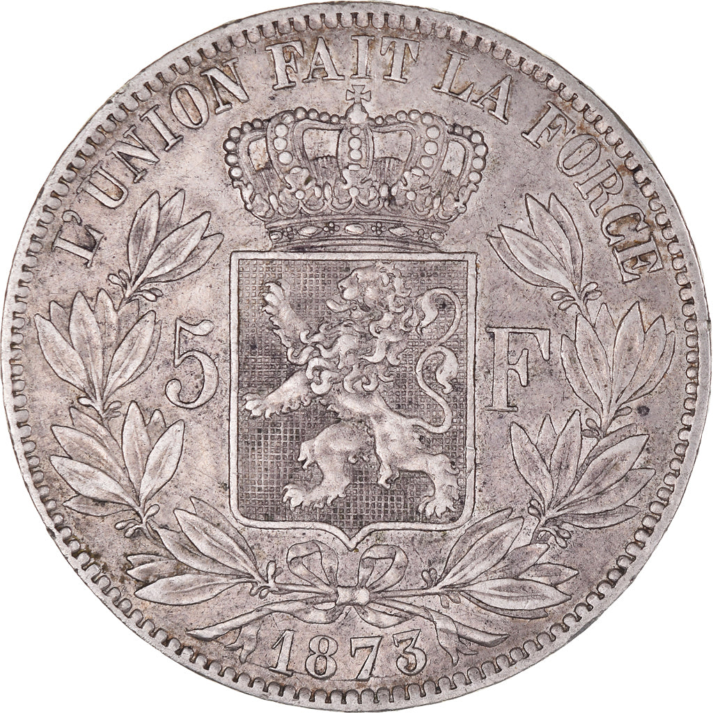 Coin, Belgium, Leopold II, 5 Francs, 5 Frank, 1873, EF(40-45), Silver, KM:24