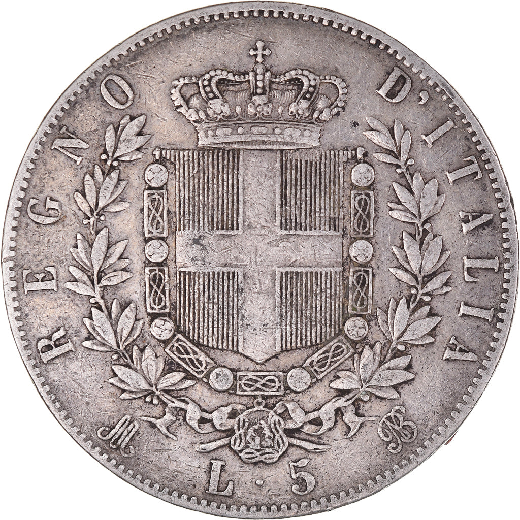 Coin, Italy, Vittorio Emanuele II, 5 Lire, 1871, Milan, EF(40-45), Silver