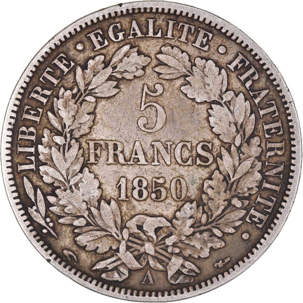 Moneta, Francja, Cérès, 5 Francs, 1850, Paris, EF(40-45), Srebro, KM:761.1