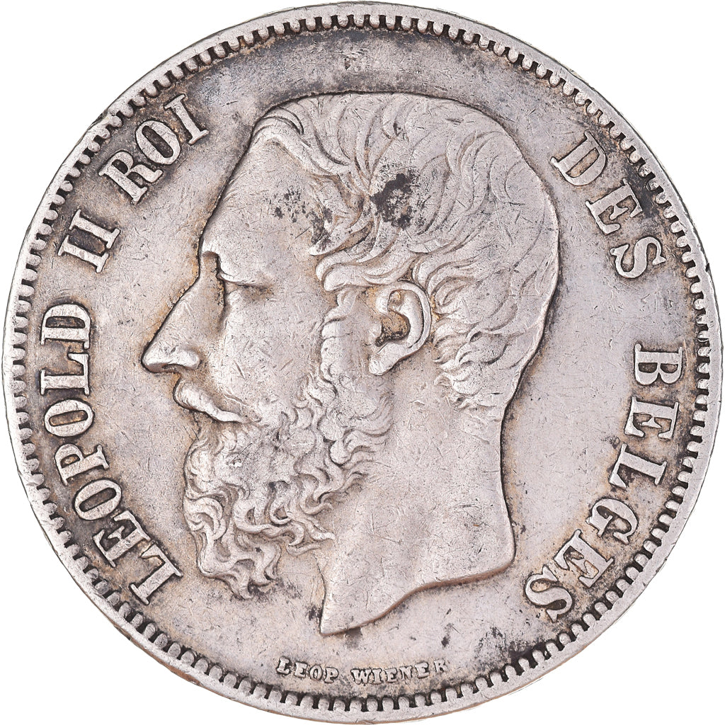 Moneta, Belgio, Leopold II, 5 Francs, 5 Frank, 1870, Brussels, BB, Argento