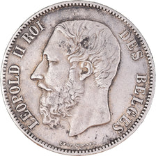 Coin, Belgium, Leopold II, 5 Francs, 5 Frank, 1870, Brussels, EF(40-45), Silver