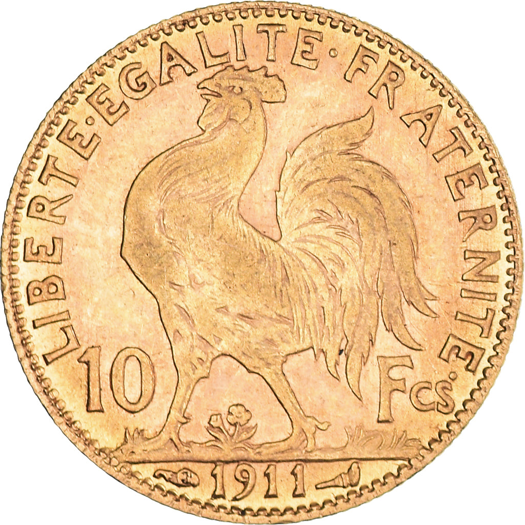 Coin, France, Marianne, 10 Francs, 1911, Paris, AU(50-53), Gold, KM:846