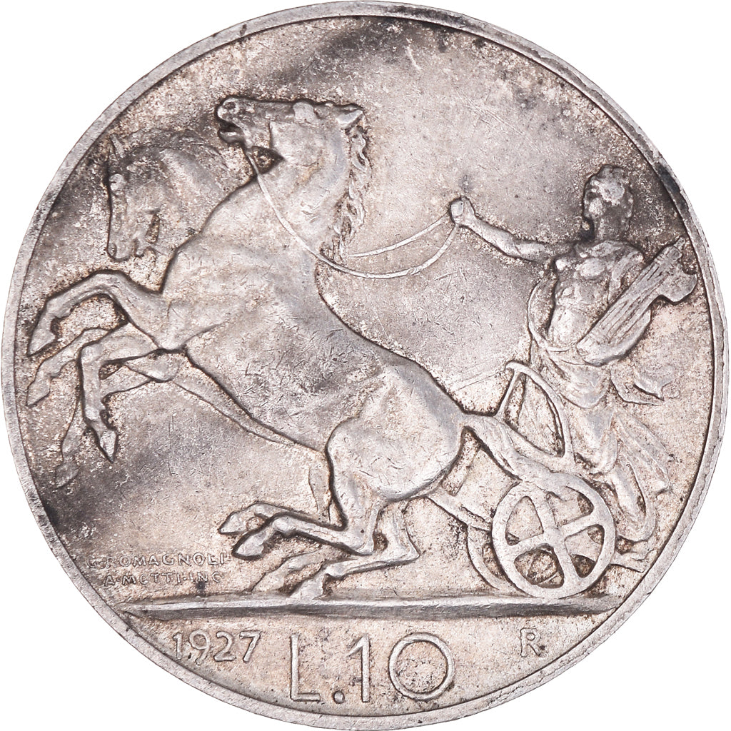 Moeda, Itália, Vittorio Emanuele III, 10 Lire, 1927, Rome, EF(40-45), Prata
