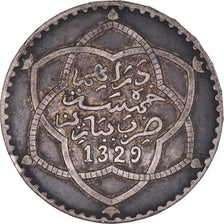Monnaie, Maroc, 'Abd al-Hafiz, 1/2 Rial, 5 Dirhams, 1911/AH1329, bi-Bariz