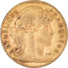 Moneda, Francia, Marianne, 10 Francs, 1907, Paris, MBC, Oro, KM:846