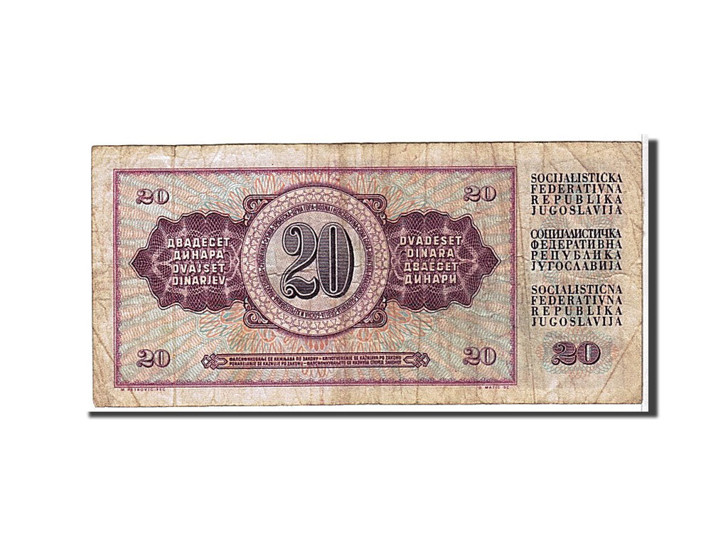 Banknote, Yugoslavia, 20 Dinara, 1974, KM:85, VF(20-25)