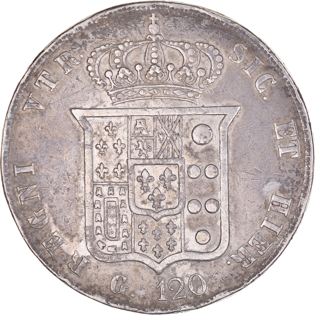 Coin, ITALIAN STATES, NAPLES, Ferdinando II, 120 Grana, 1857, VF(30-35), Silver