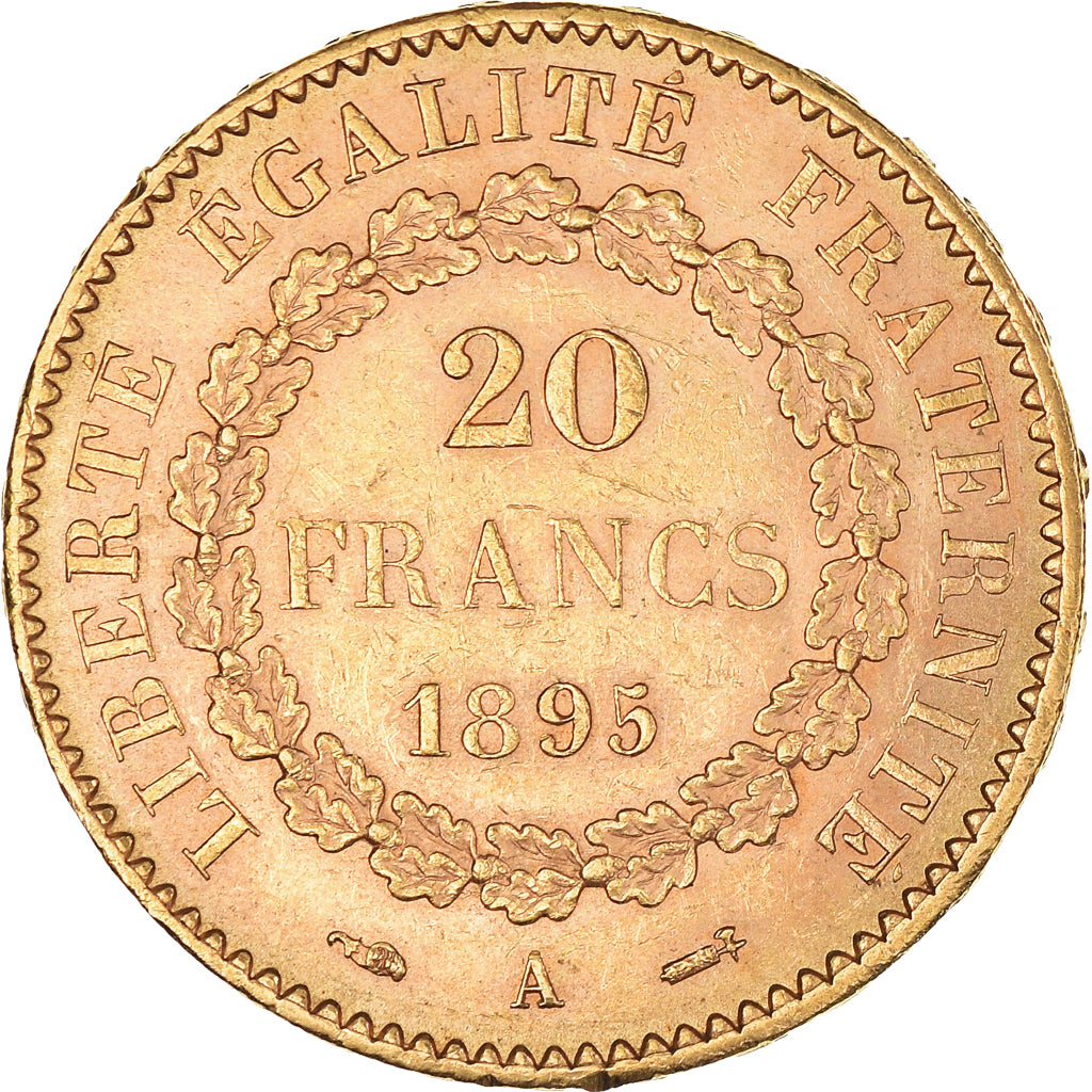 Moneta, Francja, Génie, 20 Francs, 1895, Paris, AU(50-53), Złoto, KM:825