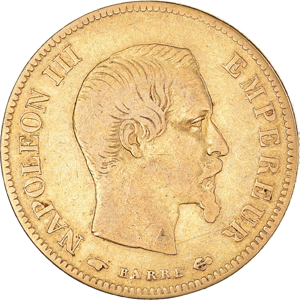 Munten, Frankrijk, Napoleon III, 10 Francs, 1857, Paris, ZF, Goud, KM:784.3