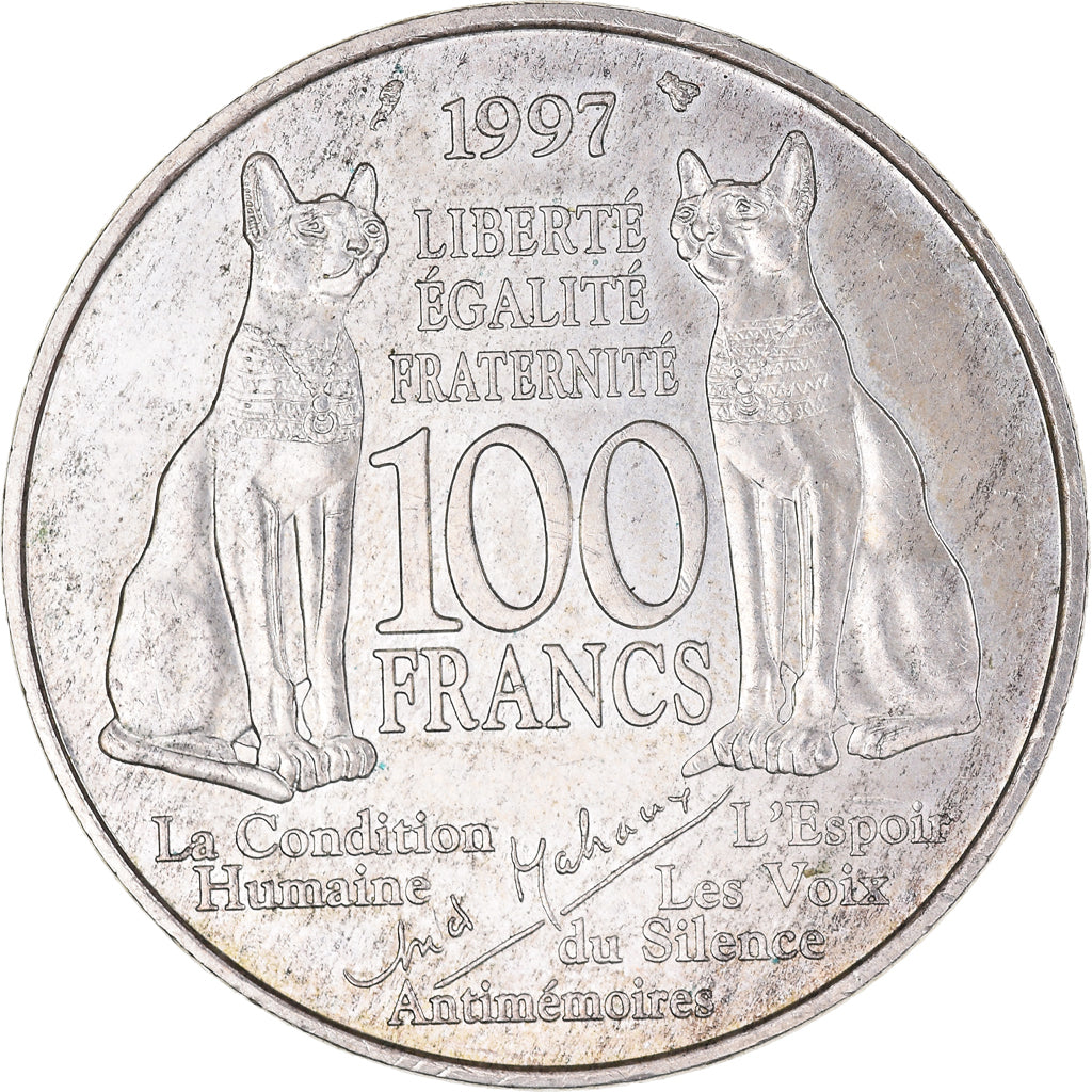 Münze, Frankreich, André Malraux, 100 Francs, 1997, SS, Silber, KM:1188