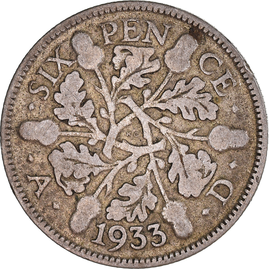 Moneta, Wielka Brytania, George V, 6 Pence, 1933, VF(30-35), Srebro, KM:832