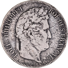 Coin, France, Louis-Philippe, 5 Francs, 1841, Lille, VF(20-25), Silver