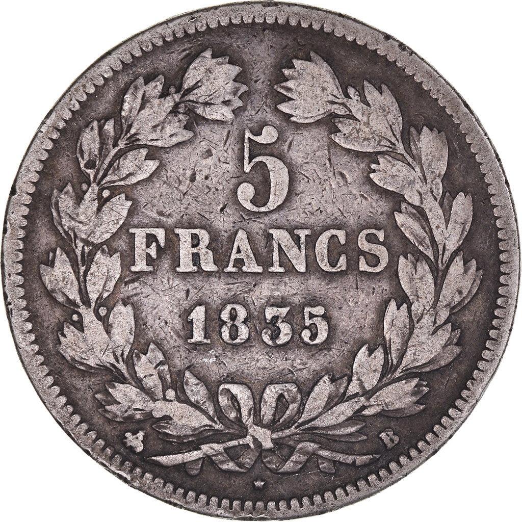 Monnaie, France, Louis-Philippe, 5 Francs, 1835, Rouen, TB+, Argent