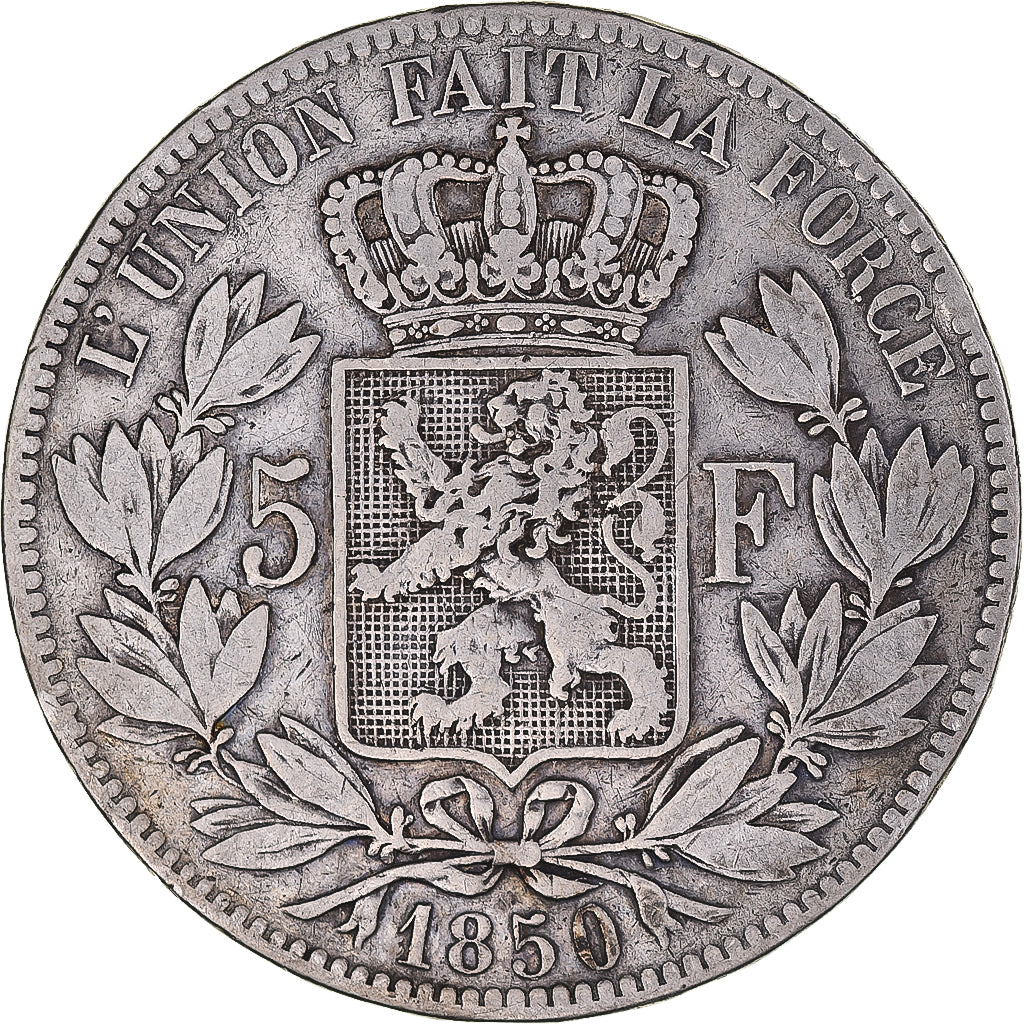 Coin, Belgium, Leopold I, 5 Francs, 5 Frank, 1850, VF(30-35), Silver, KM:17