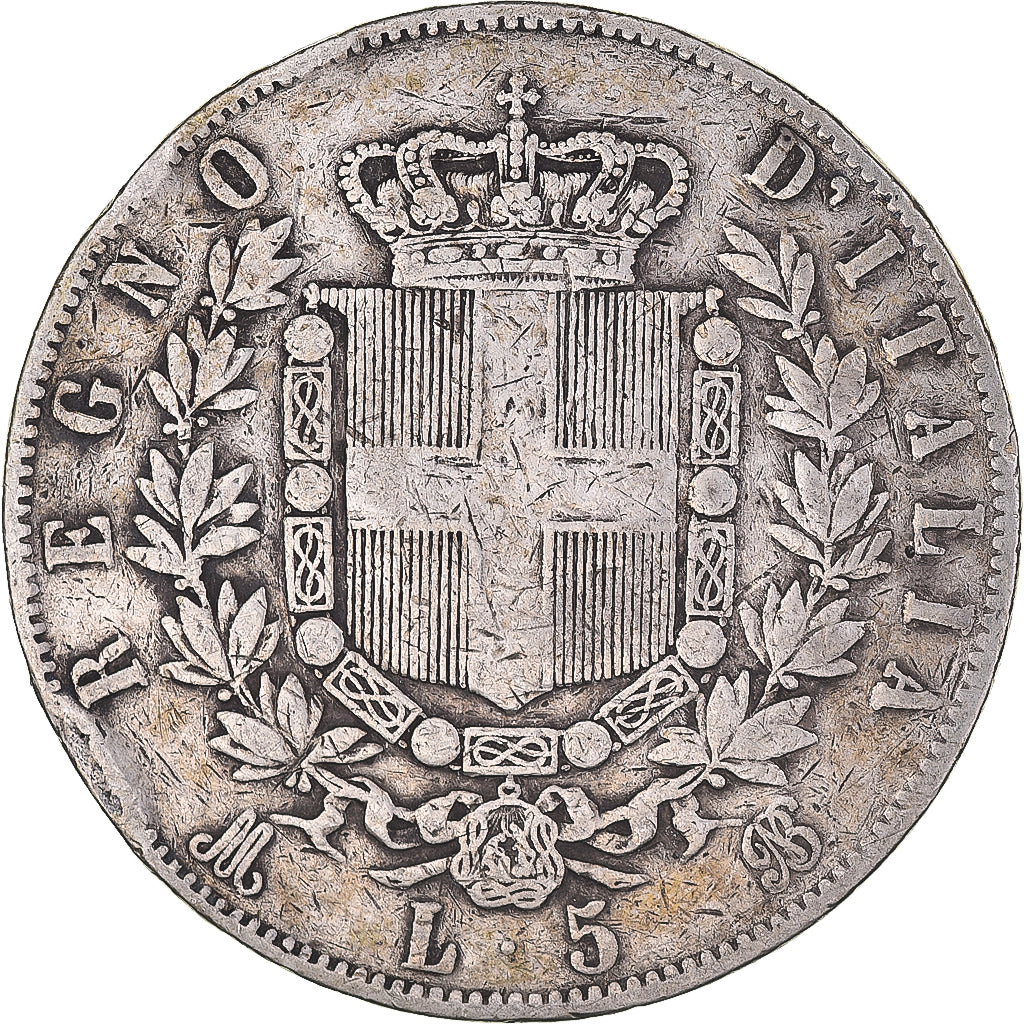 Monnaie, Italie, Vittorio Emanuele II, 5 Lire, 1871, Milan, TB+, Argent, KM:8.3